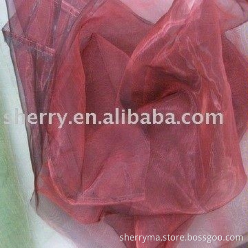 Newest design 30dx30d polyester two tone organza fabric plain woven fabric for dress